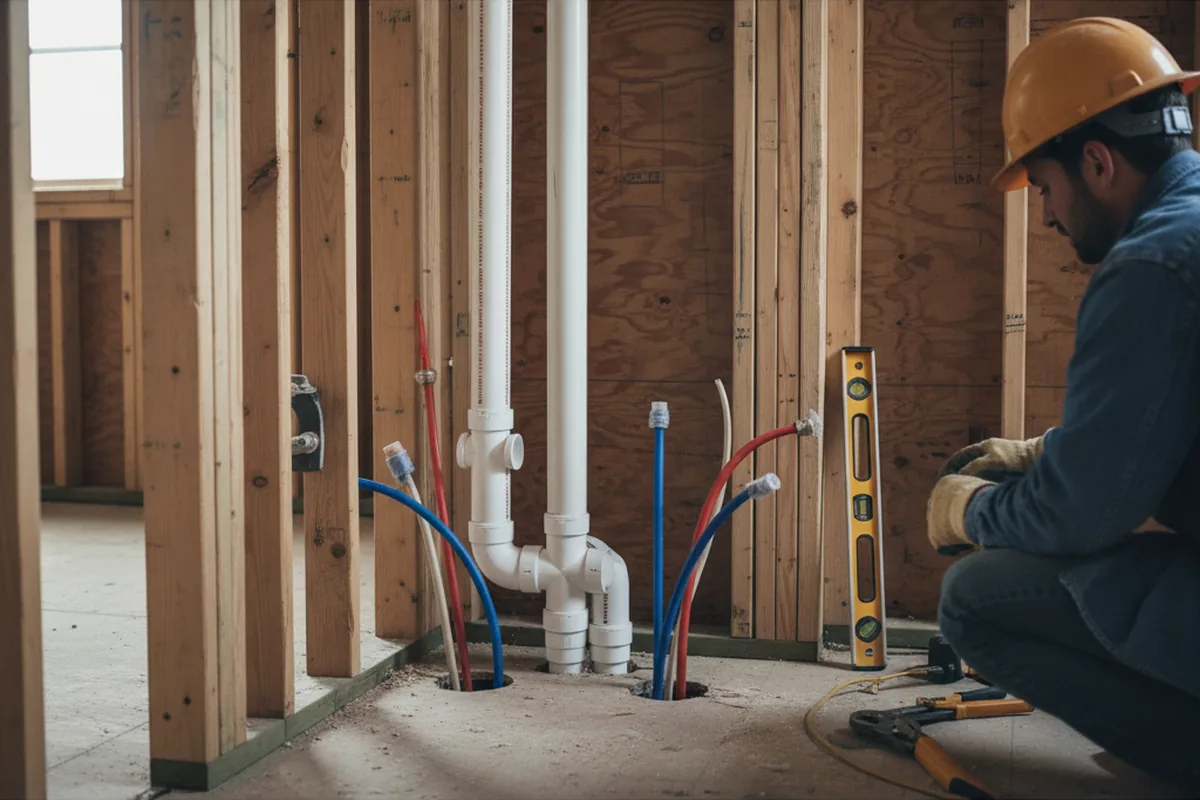 Drain and supply rough-in during Leak Detection in Goleta